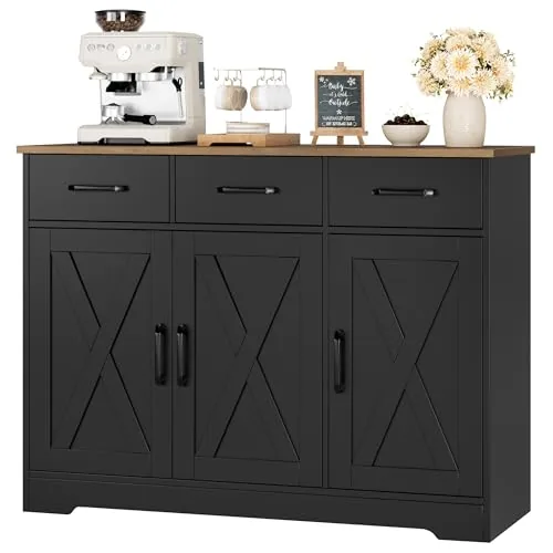 HOSTACK Farmhouse Buffet Sideboard with Barn Doors, 42.5in