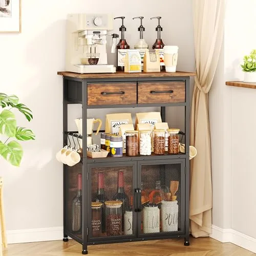 SWTYMIKI Coffee Bar Cabinet with Drawer Espresso