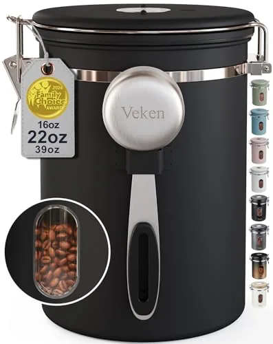 Veken 22oz Airtight Coffee Canister with CO2 Valve