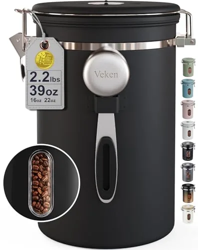 Veken 39oz Airtight Coffee Canister with CO2 Valve