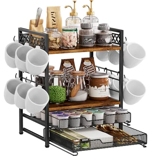 Plaviya 4-Tier Coffee Station with 60-Pod Drawers