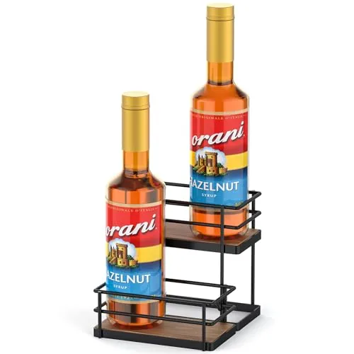 THYGIFTREE 4-Bottle Coffee Syrup Rack 2-Tier Organizer