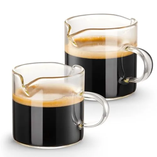 Qipecedm 4oz Double-Spout Borosilicate Espresso Shot Cups Set of 2