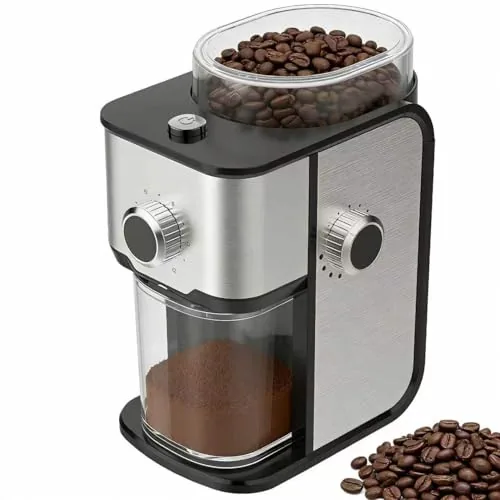 Ollygrin Flat Burr Grinder 14 Settings 2-12 Cup