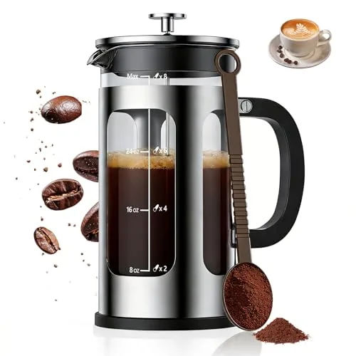 MOYAC French Press 34oz No-Plastic 4-Layer Filter