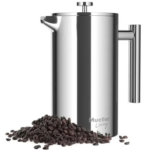 Mueller French Press 34oz Double-Wall Stainless Steel