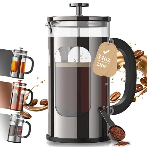 Veken French Press 34oz No-Plastic Glass Brewer