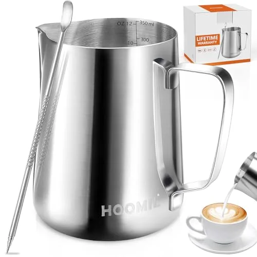 HOOMIL 12oz Stainless Steel Milk Frothing Pitcher 350ml