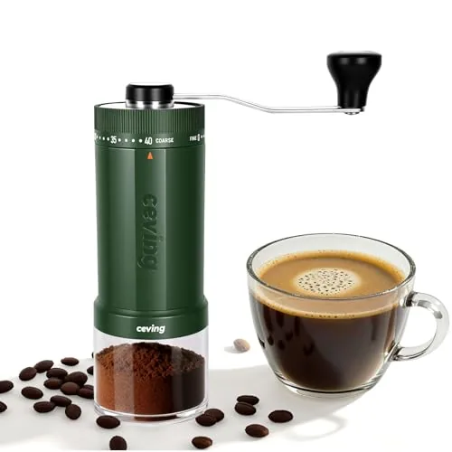 CEVING 60g Manual Coffee Grinder 40-Setting Ceramic Burr