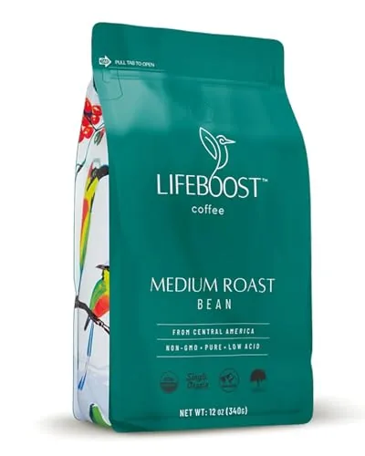 Lifeboost Organic Medium Roast Low-Acid Whole Bean Coffee