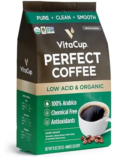 VitaCup Perfect Low Acid Whole Bean Dark Roast Coffee