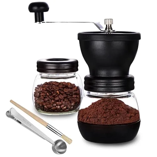 PARACITY Ceramic Burr Hand Grinder with 2 Glass Jars