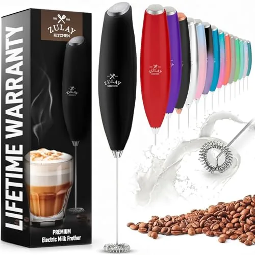 Zulay Kitchen Handheld Milk Frother 13000 RPM Wand