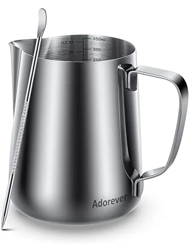 Adorever 12oz Stainless Steel Frothing Pitcher with Art Pen