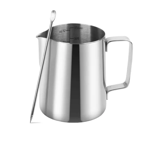 YOLCAR 12oz Stainless Steel Frothing Pitcher with Art Needle