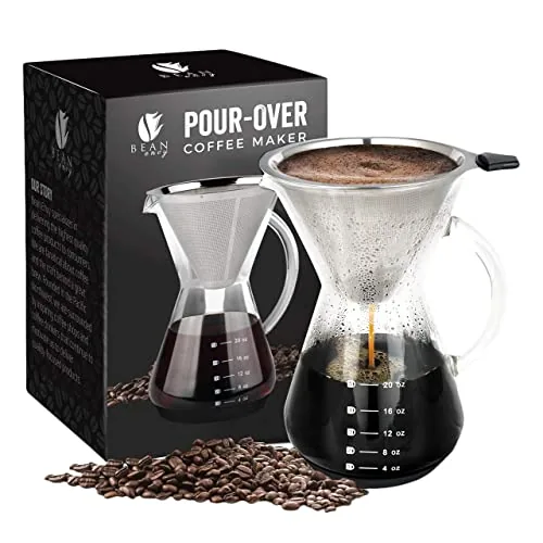 Bean Envy Pour Over Coffee Maker 20 Oz Borosilicate