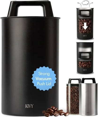 KIVY Vacuum Coffee Canister Push-Lid Stainless Steel
