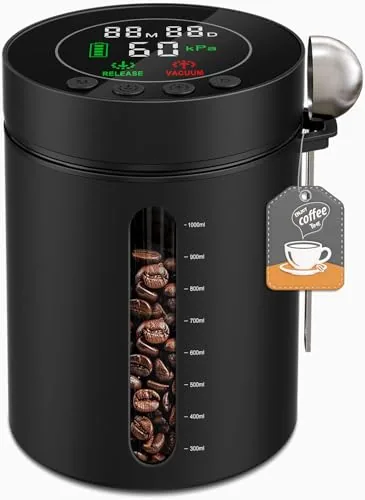 ZDXBO 1.3L Auto Vacuum Coffee Canister with LED Display