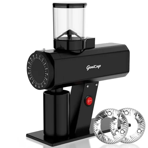 GeniCup 64mm Flat Burr Grinder 35-Setting Electric