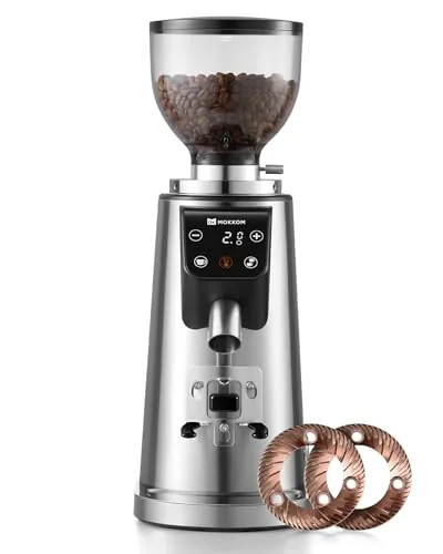 MOKKOM 64mm Flat Burr Grinder 100-Setting All-Metal