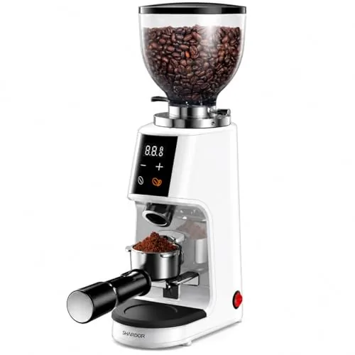 SHARDOR 64mm Flat Burr Grinder 100-Setting LED Timer
