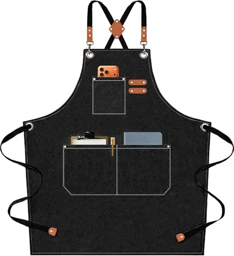 AFUN Cross-Back Canvas Work Apron Heavy Duty 16oz