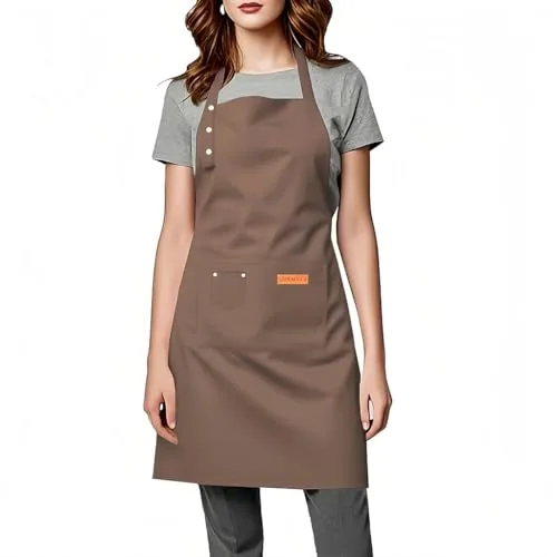 ursapela Unisex Bib Apron Extended Length Brown