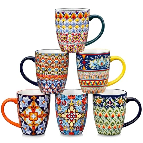 vancasso SIMI 16 oz Bohemian Ceramic Mugs Set of 6