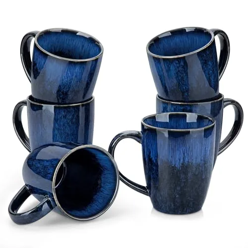 vancasso STARRY 16oz Ceramic Mug Set of 6 Blue