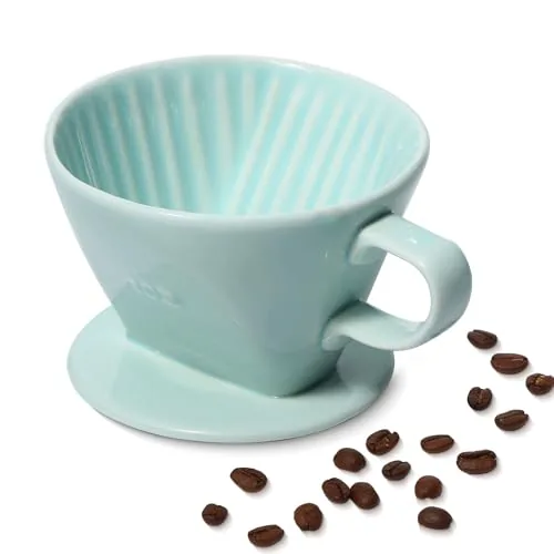 LHUKSGF Ceramic Pour Over Dripper Flat Bottom 3-Hole