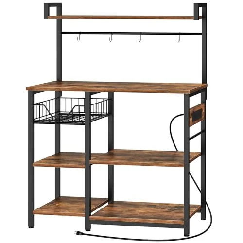 HOOBRO BF05HB01 Bakers Rack with 4 Power Outlets