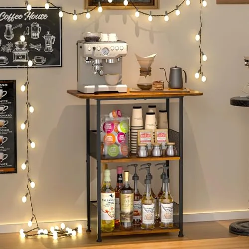 Jsskeeim 3-Tier Mini Coffee Bar Shelf Corner Stand