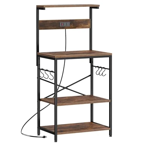 SUPERJARE 4-Tier Bakers Rack with Built-In Power Outlets