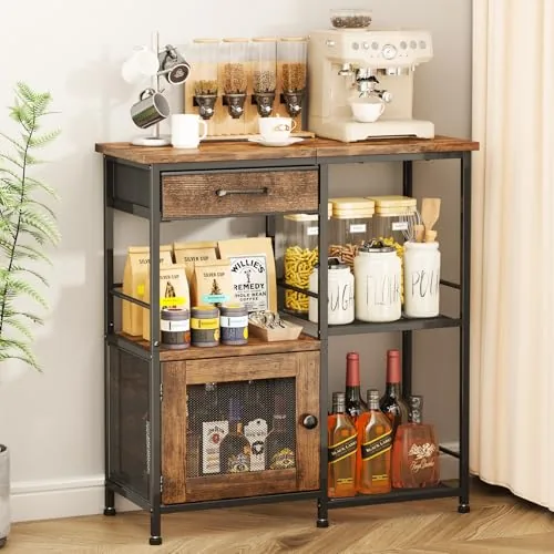 SWTYMIKI Farmhouse Coffee Bar Cabinet Espresso Finish