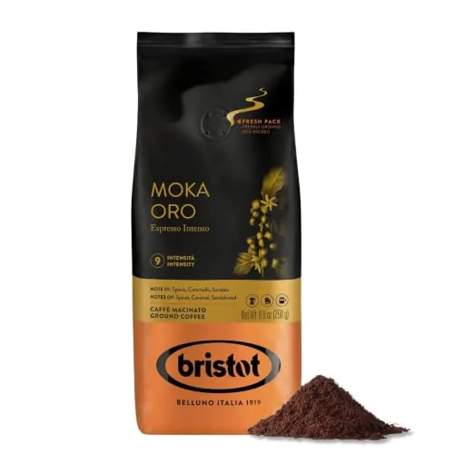 Bristot Moka Oro Italian Medium Roast Ground Coffee 8.8oz