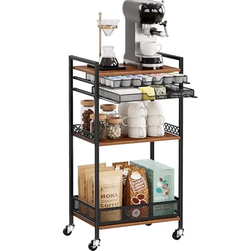 Plaviya 5-Tier Coffee Cart with Wheels and K-Cup Drawer