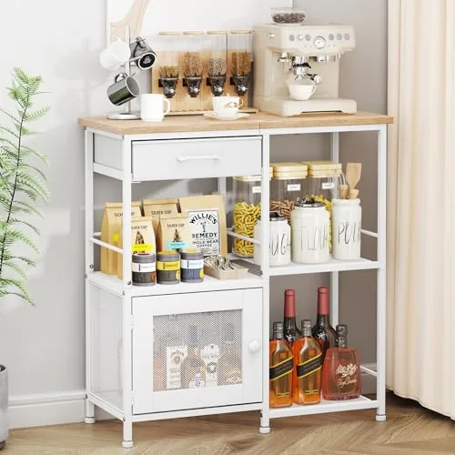 SWTYMIKI Farmhouse Coffee Bar Cabinet with Drawers