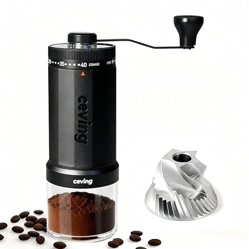 CEVING 60g Manual Coffee Grinder 40-Setting Burr Mill