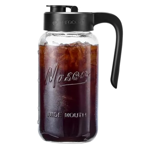 Spreccio 64oz Glass Mason Jar Pitcher Airtight Pour Spout