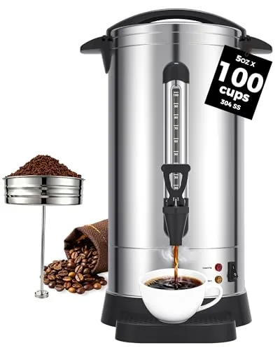 OSTBA 100-Cup 1500W Double-Wall Stainless Coffee Urn