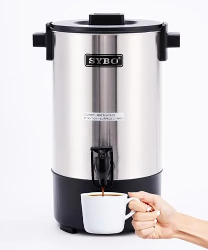 SYBO 40-Cup Stainless Steel Percolator Coffee Urn 6L