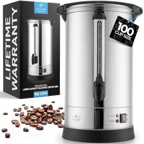 Zulay Kitchen 100-Cup Double-Wall Stainless Steel Coffee Urn