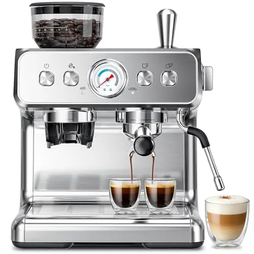 Kismile Espresso Machine with Grinder and Frother