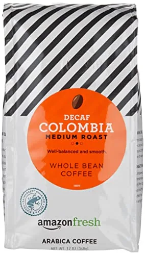 Amazon Fresh Decaf Colombia Whole Bean Medium Roast 12oz