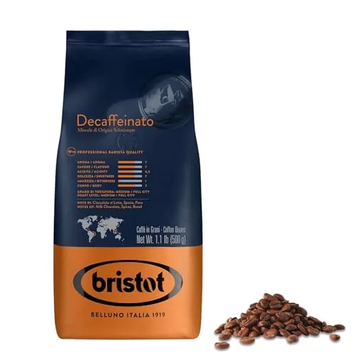 Bristot Decaf Espresso Beans Medium Roast 500g