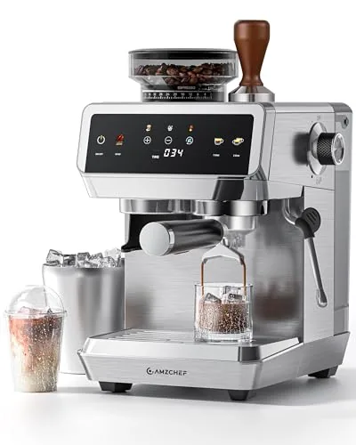 AMZCHEF Espresso Machine with Built-In Grinder