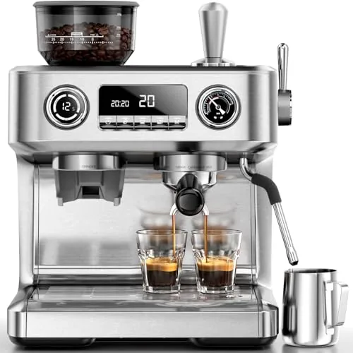 Kismile Dual Boiler Espresso Machine with Built-In Grinder