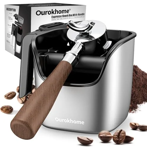 Ourokhome Espresso Knock Box 304 Stainless Steel with Lid