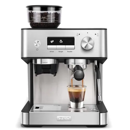 Gevi Espresso Machine with Grinder and Steam Wand