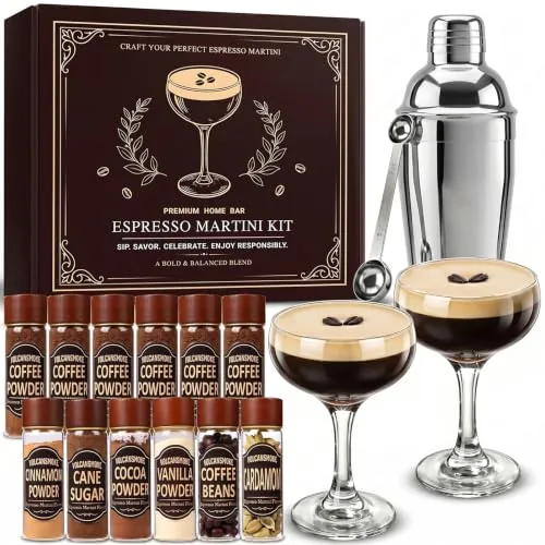 VOLCANSMOKE Espresso Martini Kit with Glasses and Shaker